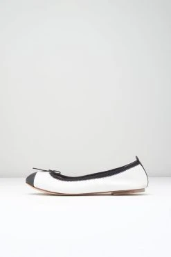 Deals ✨ BLOCHSTORE-US Ladies Rigel Ballet Flats White Black Leather 😉