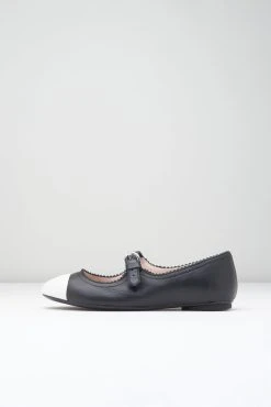 Best Pirce 🧨 BLOCHSTORE-US Ladies Cassiopeia Ballet Flats Black White Leather 🧨