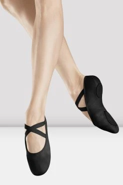 Best Pirce ⭐ BLOCHSTORE-US Ladies Infinity Stretch Canvas Ballet 🤩 Shoes Black Canvas 🛒