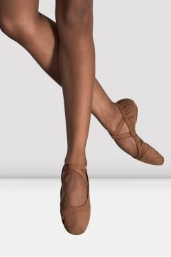 New ✔️ BLOCHSTORE-US Ladies Performa Stretch Canvas Ballet ❤️ Shoes Cocoa Canvas 🔥
