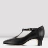 Best deal ⭐ BLOCHSTORE-US Ladies Chord T-Strap 2 Inch Heel Character ❤️ Shoes Black Leather 🔔
