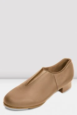 Flash Sale ⭐ BLOCHSTORE-US Ladies Tap Flex Slip On Leather Tap 🛒 Shoes Tan Leather ⌛