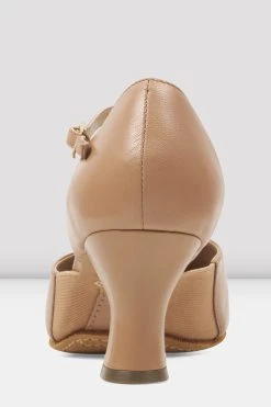 Best Sale ⭐ BLOCHSTORE-US Ladies Split Flex Leather Character 🎁 Shoes Tan Leather ⌛ -adults dance shoes store S0390L TAN BACK