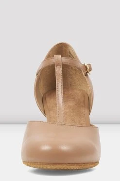 Best Sale ⭐ BLOCHSTORE-US Ladies Split Flex Leather Character 🎁 Shoes Tan Leather ⌛ -adults dance shoes store S0390L TAN FRONT