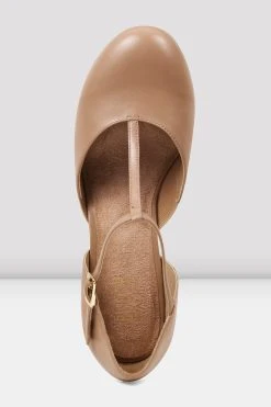 Best Sale ⭐ BLOCHSTORE-US Ladies Split Flex Leather Character 🎁 Shoes Tan Leather ⌛ -adults dance shoes store S0390L TAN TOP